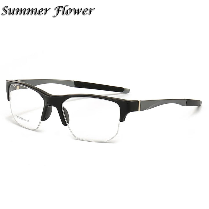 Summer Flower Unisex Semi Rim Square Tr 90 Aluminum Eyeglasses 58564