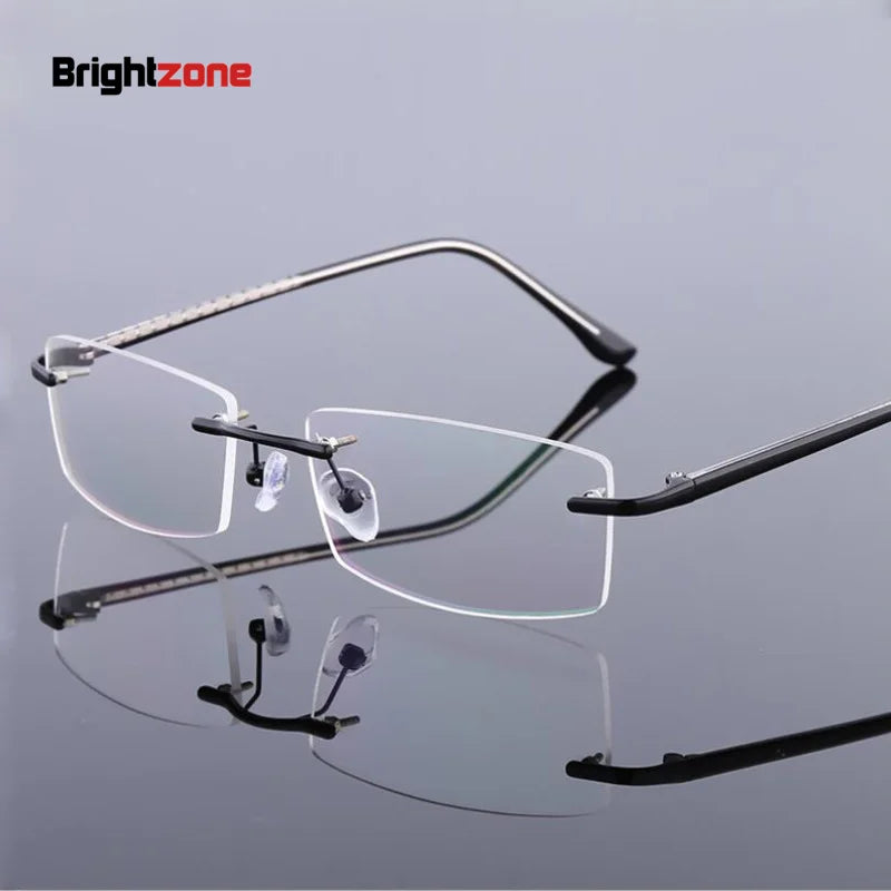 Brightzone Unisex Rimless Square Titanium Alloy Eyeglasses 71866 Rimless Brightzone