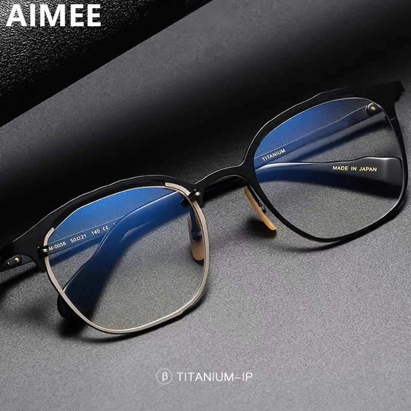 Aimee Unisex Full Rim Square Titanium Eyeglasses 130056 Full Rim Aimee   