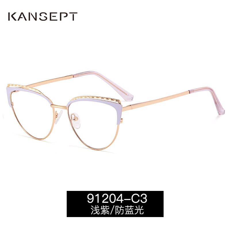 Kansept Women's Full Rim Square Cat Eye Stainless Steel Eyeglasses 91204 Full Rim Kansept C3 China 
