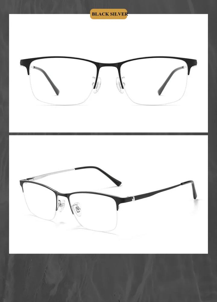 Chashma Ottica 89566 men's semi-rimless pure titanium prescription eyeglasses — view 9