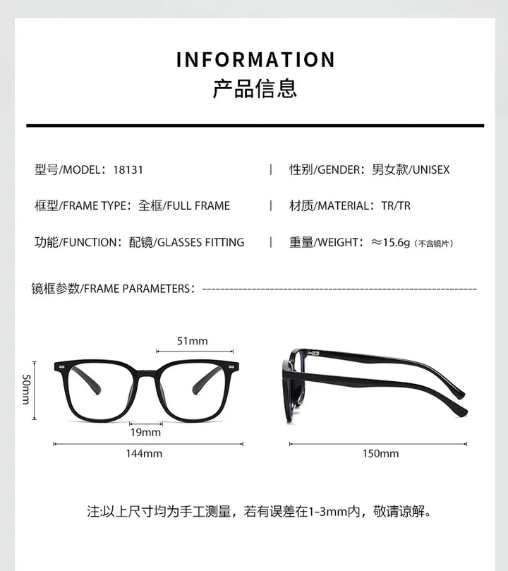 Zirosat Unisex Full Rim Round TR90 Prescription Eyeglasses 18131 - view 3