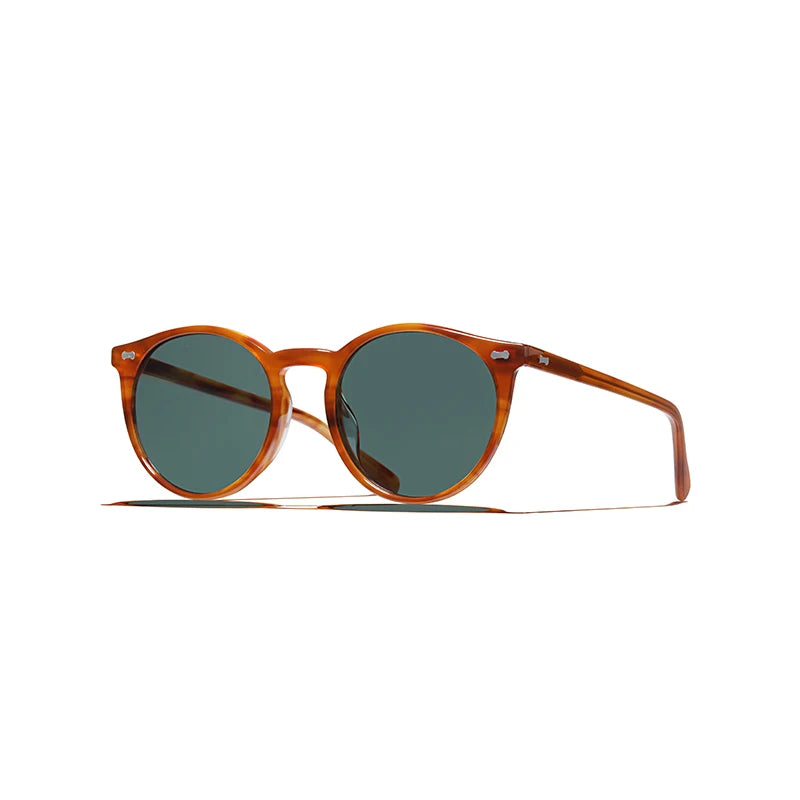 Hewei Women's Full Rim Round Acetate Sunglasses 0014 Sunglasses Hewei caramel as picture 