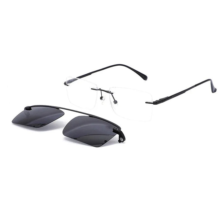 Summer Flower Unisex Rimless Square Alloy Eyeglasses Clip On Sunglasses 30674