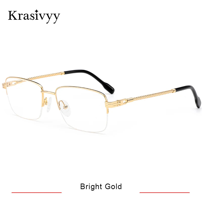 Krasivyy Men's Semi Rim Square Titanium Eyeglasses 50031