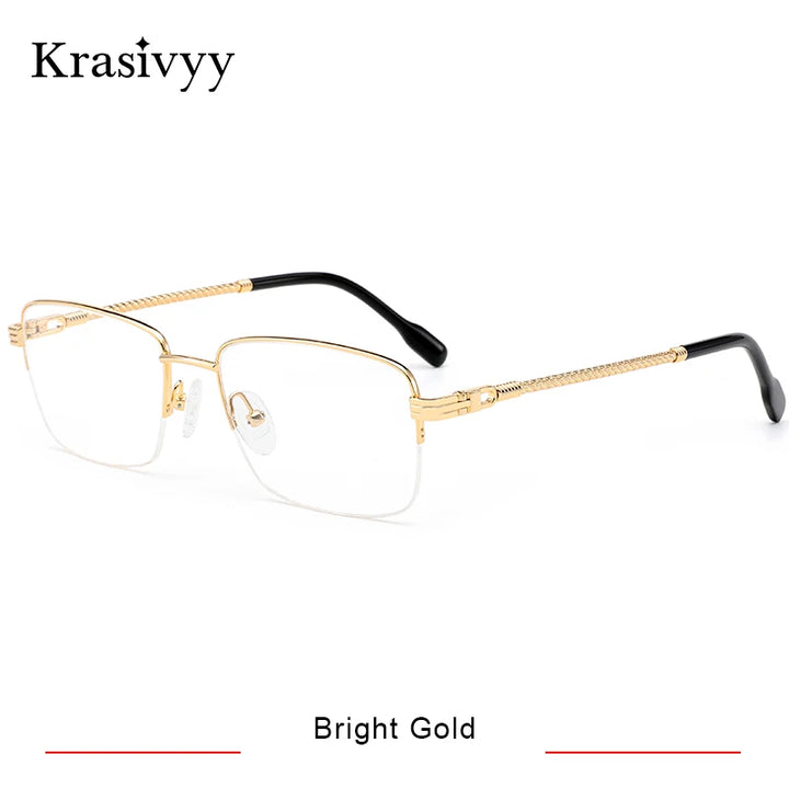 Krasivyy Men's Semi Rim Square Titanium Eyeglasses 50031