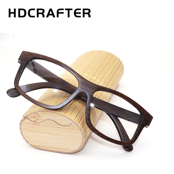 Hdcrafter Unisex Full Rim Square Bamboo Wood Eyeglasses 356191