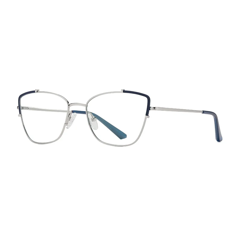 Ralferty Women's Full Rim Square Cat Eye Alloy Eyeglasses Full Rim Ralferty C221 Blue CHINA 