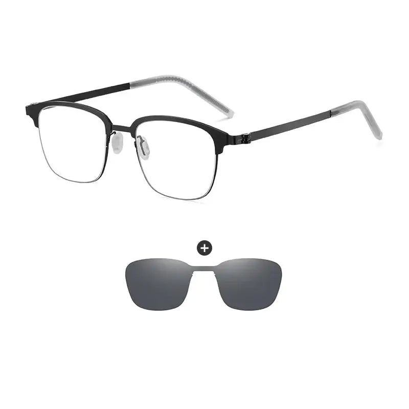 Gmei 790377 Unisex Full Rim Square Steel Frames Clip On Sunglasses FuzWeb