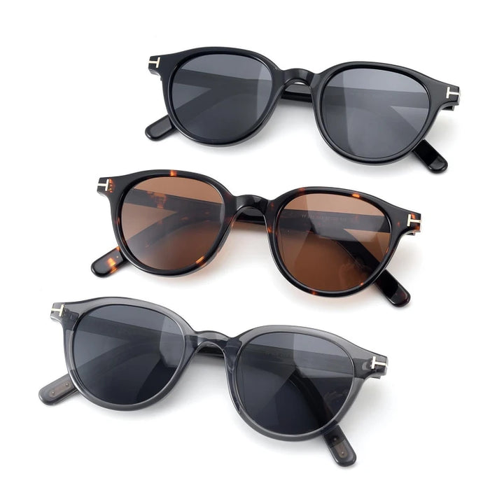Black Mask Unisex Full Rim Round Acetate Polarized Sunglasses Ft982 Sunglasses FuzWeb    