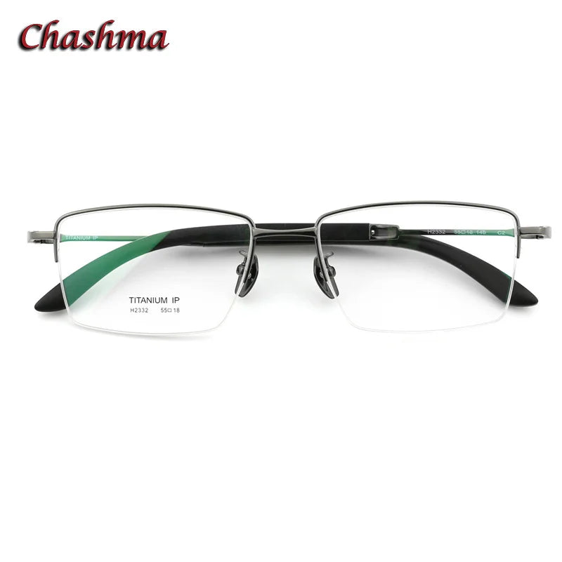 Chashma Ochki Men's Semi Rim Square Titanium Rosewood Eyeglasses 2332 Semi Rim Chashma Ochki   