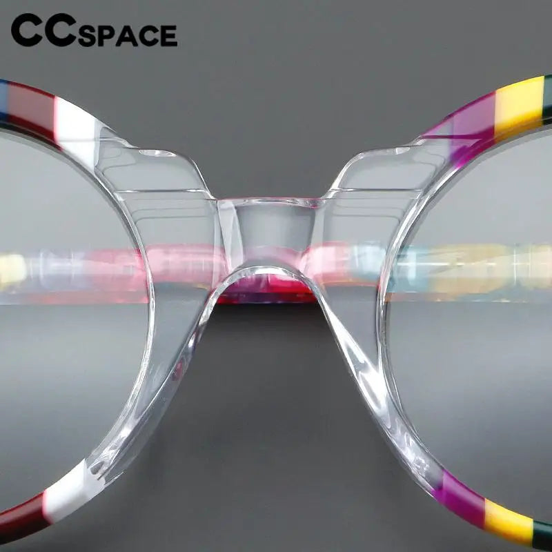 CCSpace Unisex Full Rim Round Acetate Eyeglasses 57279 Full Rim CCspace   