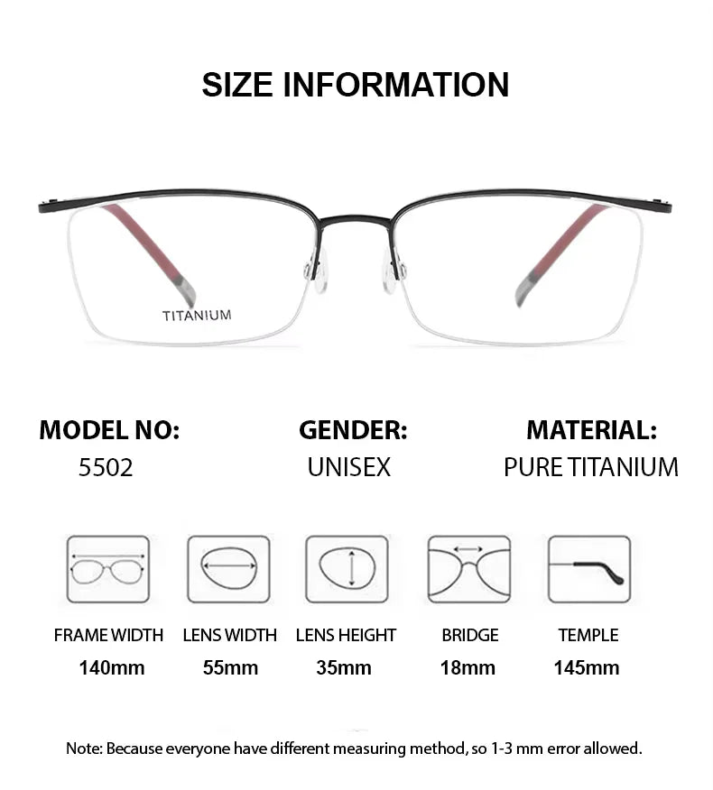 Summer Flower Unisex Semi Rim Square Titanium Eyeglasses 55027