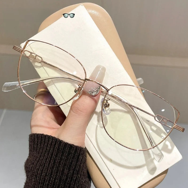 Momoja Women's Full Rim Square Cat Eye Titanium Eyeglasses 86155
