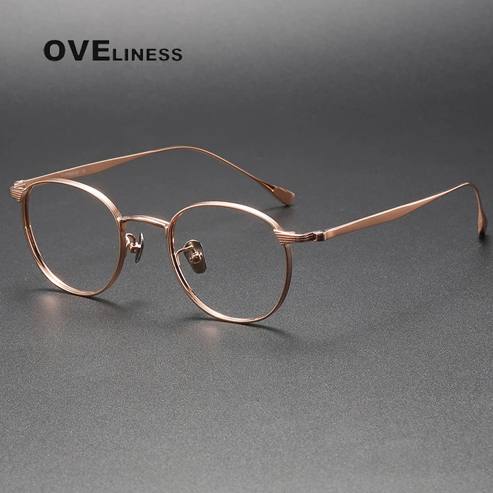 Oveliness Unisex Full Rim Oval Titanium Eyeglasses 0184 Full Rim Oveliness rose gold  