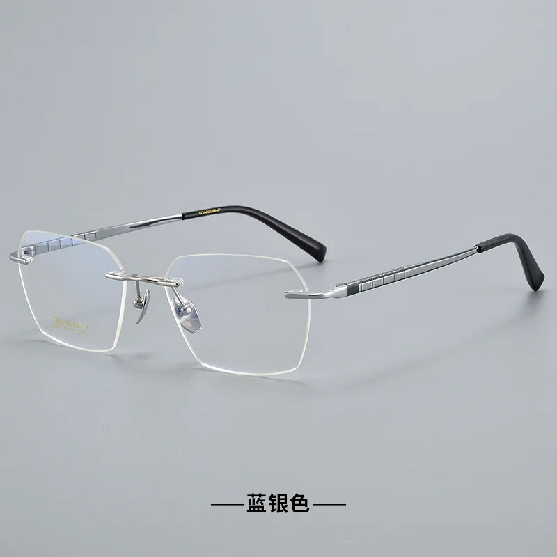 Reven Jate Women's Rimless Polygon Square Titanium Eyeglasses 91101