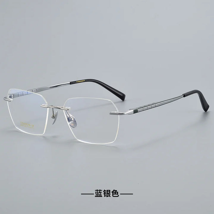 Reven Jate Women's Rimless Polygon Square Titanium Eyeglasses 91101