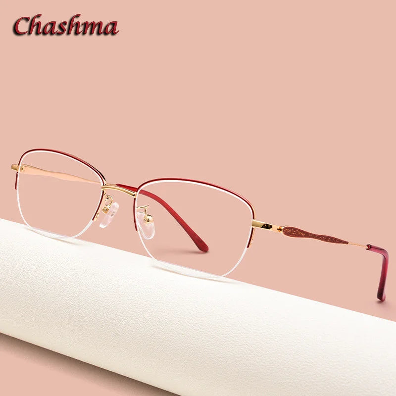 Chashma Ochki Women's Semi Rim Oval Square Alloy Eyeglasses 383003