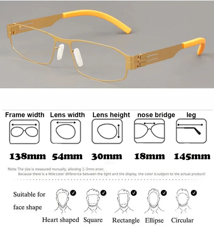 Bobbie Unisex Full Rim Small Square Screwless Steel Eyeglasses 541830