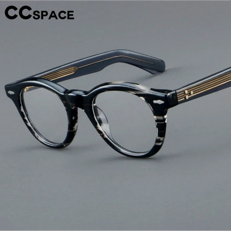 CCspace Women's Full Rim Round Thick Acetate Eyeglasses 301369 Full Rim CCspace   