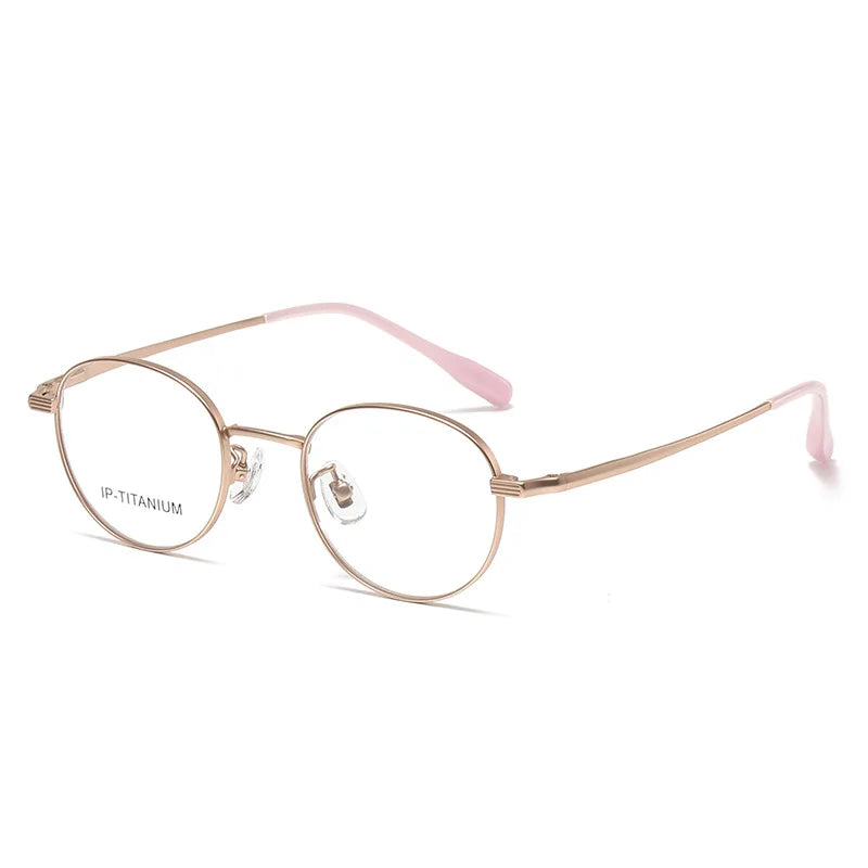 KatKani Women's Full Rim Oval Round Titanium Eyeglasses 98504 Full Rim KatKani Eyeglasses Rose Gold  