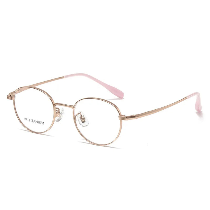 KatKani Women's Full Rim Oval Round Titanium Eyeglasses 98504 Full Rim KatKani Eyeglasses Rose Gold  