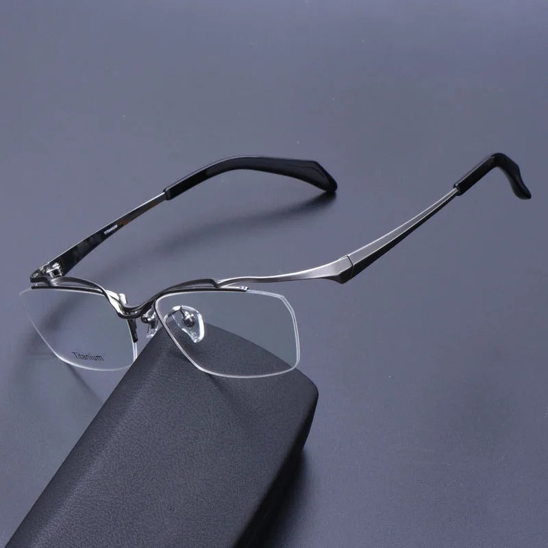 Eleccion Unisex Semi Rim Square Titanium Eyeglasses 185763 Semi Rim Eleccion