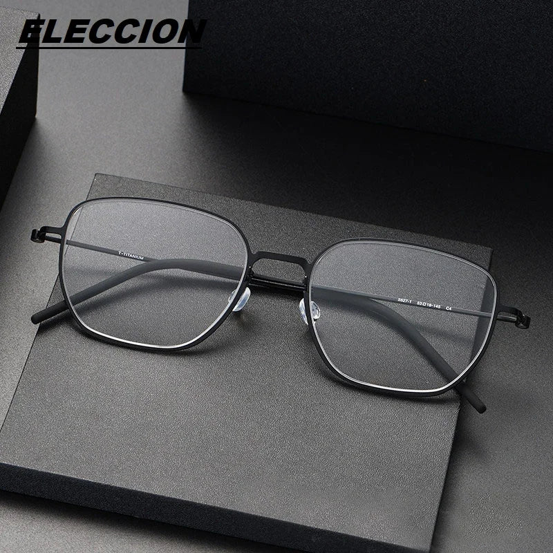 Eleccion Unisex Full Rim Polygon Screwless Titanium Eyeglasses 55271