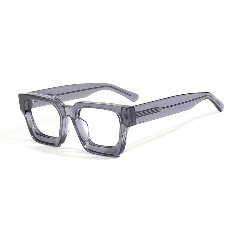 Black Mask Unisex Full Rim Polygon Square Acetate Eyeglasses 41439 Full Rim Black Mask Gray  