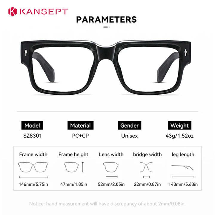 Kansept Unisex Full Rim Square Pc Cp Resin Reading Glasses 48301