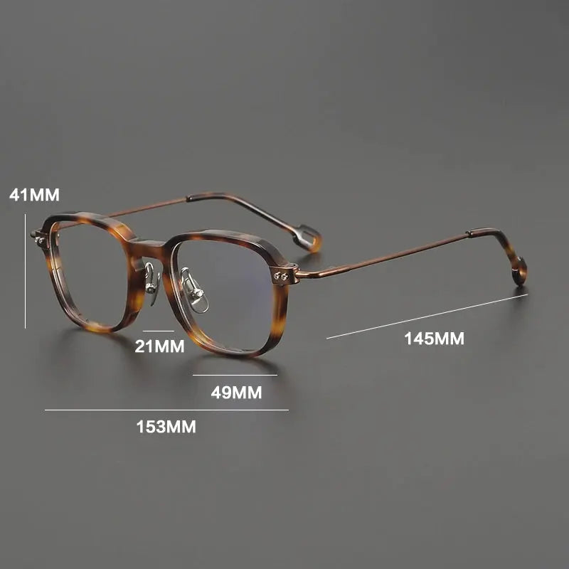 Gatenac Unisex Full Rim Big Square Acetate Titanium Eyeglasses 679009 FuzWeb