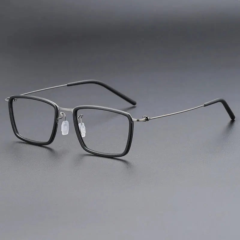 Gatenac Unisex Full Rim Square Acetate Titanium Eyeglasses 699853 FuzWeb