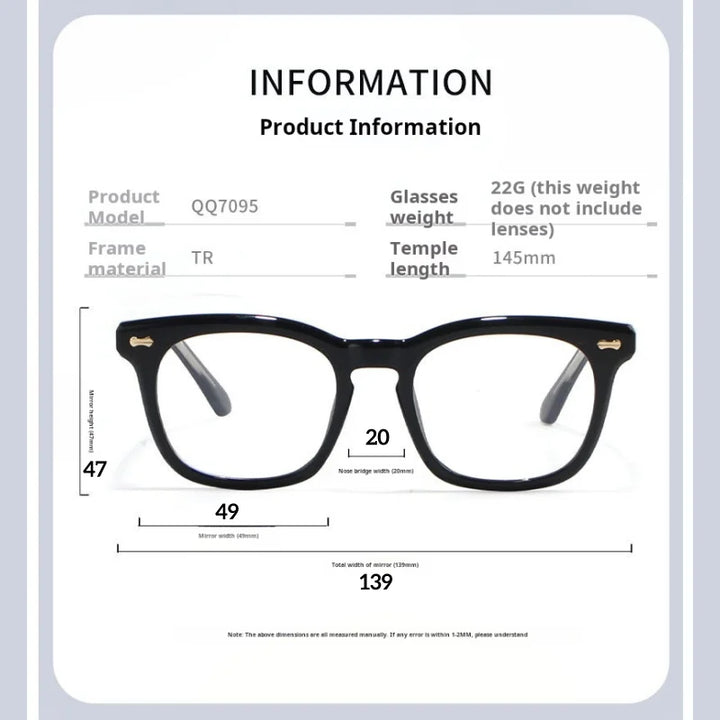 Xbora Women's Full Rim Oval Square Tr 90 Titanium Eyeglasses 70951