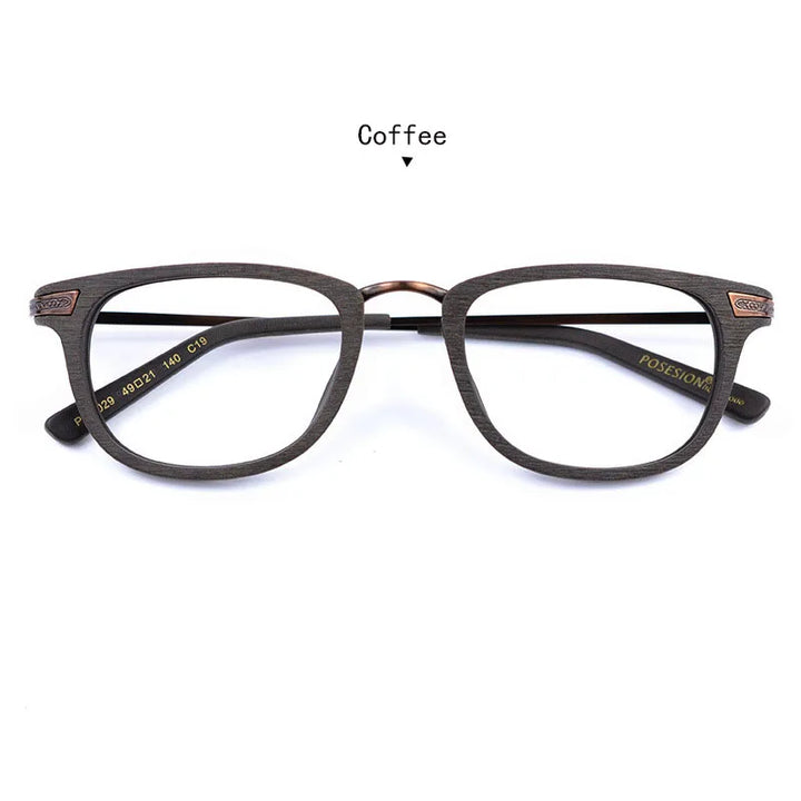 Hdcrafter Unisex Full Rim Square Acetate Titanium Eyeglasses 7029 Full Rim Hdcrafter Eyeglasses Coffee  