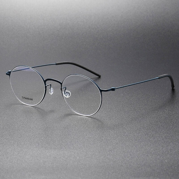 Aissuarvey Men's Full Rim Small Round Titanium Eyeglasses 494322 Full Rim Aissuarvey Eyeglasses Blue CN 