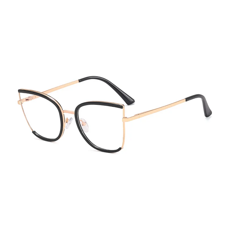 Ralferty Women's Full Rim Square Cat Eye Alloy Eyeglasses R82112 Full Rim Ralferty C1 Black CN 