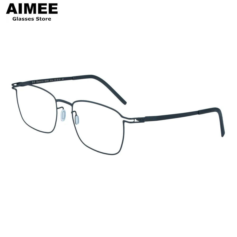 Aimee Unisex Full Rim Square Screwless Steel Eyeglasses 14318 Full Rim Aimee Black  