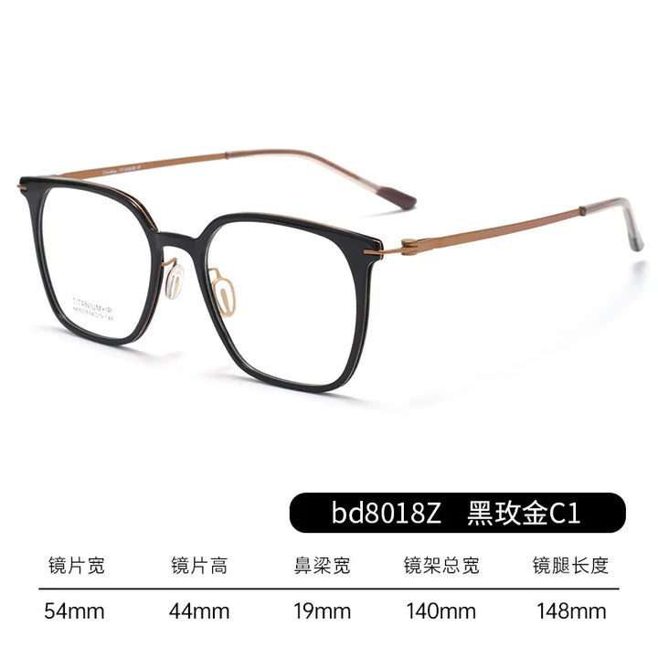 Bclear Unisex Full Rim Square Tr 90 Titanium Eyeglasses 18018