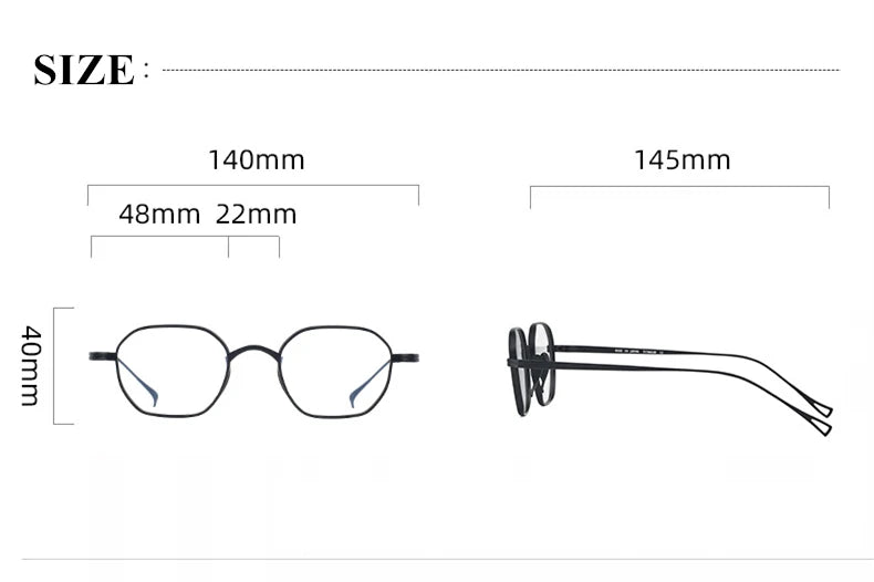 Black Mask Unisex Full Rim Flat Top Polygon Titanium Eyeglasses 389917