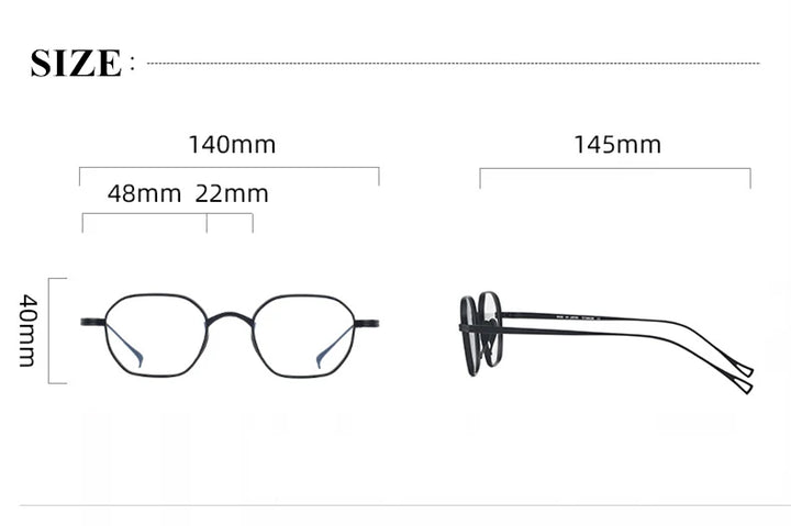 Black Mask Unisex Full Rim Flat Top Polygon Titanium Eyeglasses 389917