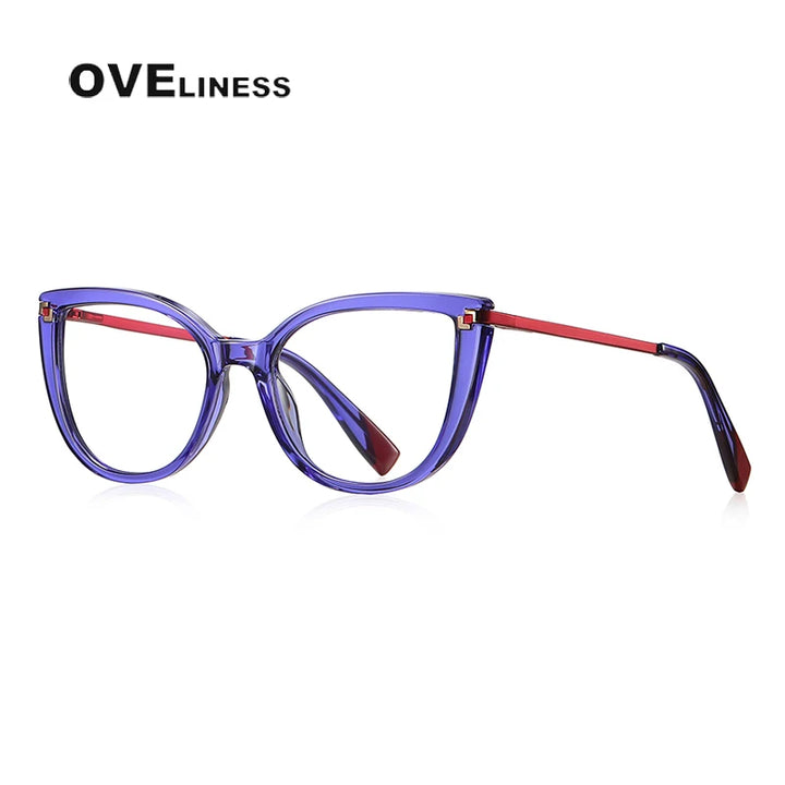 Oveliness Women's Full Rim Cat Eye Tr 90 Titanium Eyeglasses 2128 Full Rim Oveliness purple  