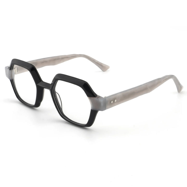Hewei Unisex Full Rim Polygon Acetate Eyeglasses 923076
