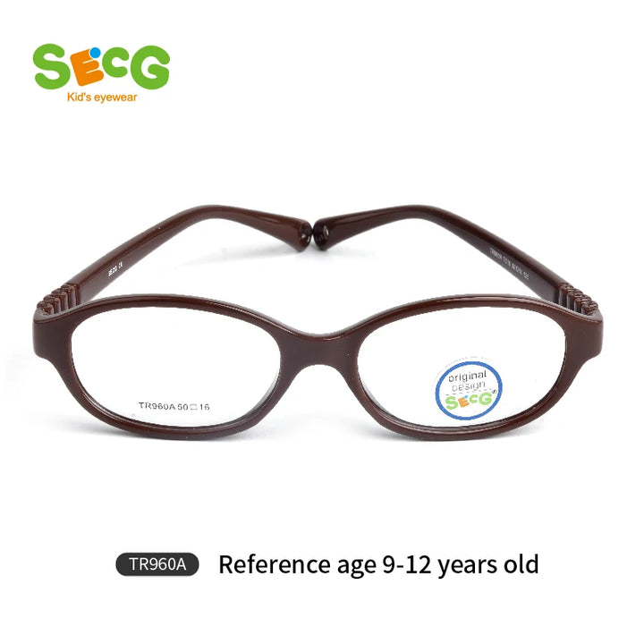 Secg Unisex Children's Full Rim Square Tr 90 Silicone Eyeglasses 8690 Full Rim Secg TR960A TC16 BROWN  