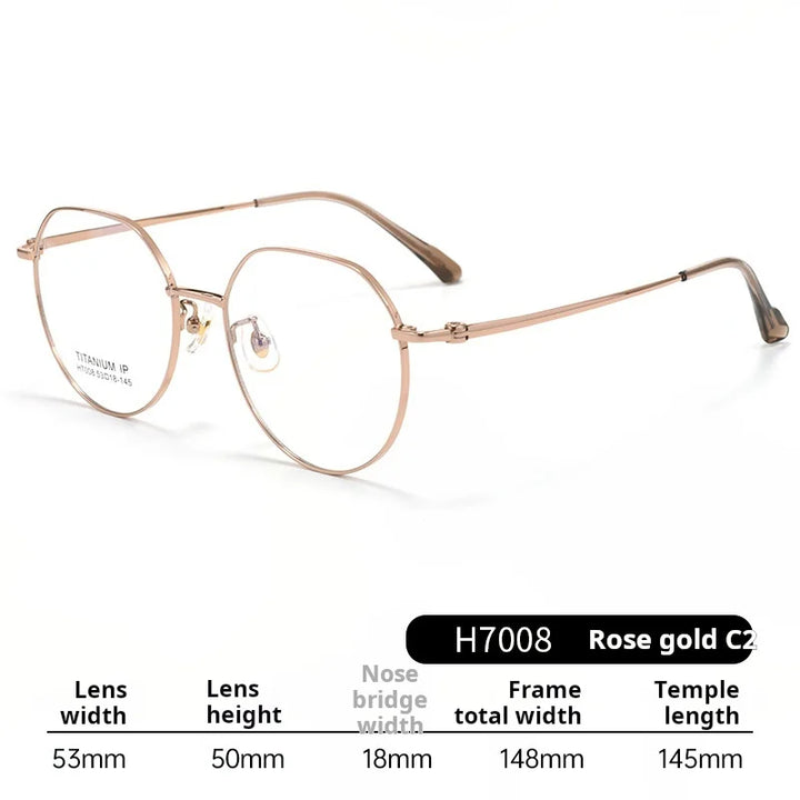 Momoja Unisex Full Rim Flat Top Round Titanium Eyeglasses 77008