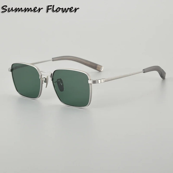 Summer Flower Unisex Full Rim Square Double Bridge Titanium Sunglasses 618227
