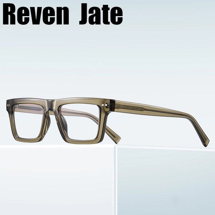 Reven Jate Unisex Full Rim Square Thick TR 90 Eyeglasses J2196 Full Rim Reven Jate   