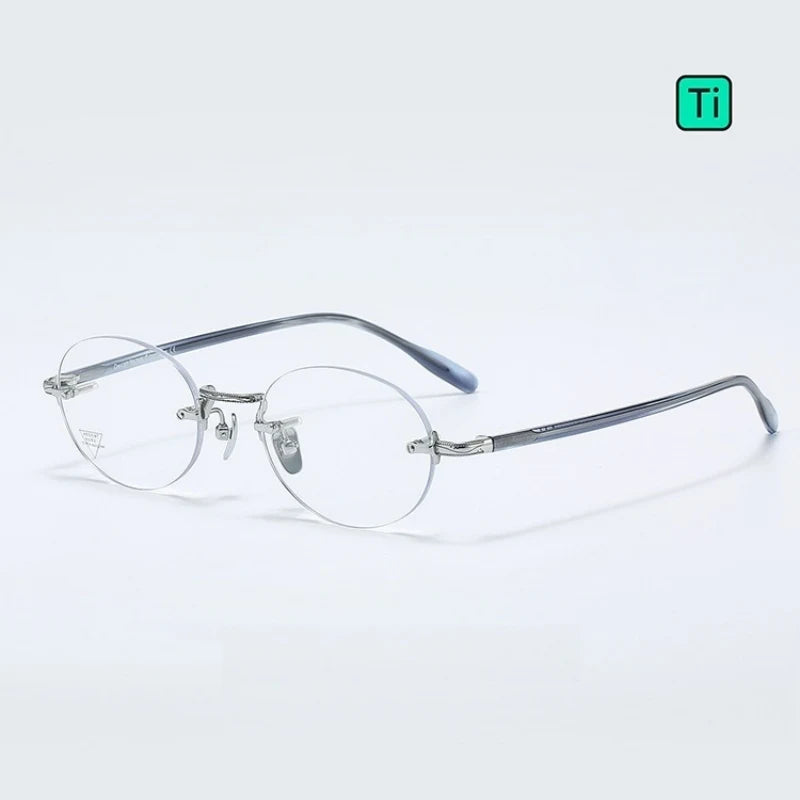 Yimaruili Unisex Rimless Oval Titanium &amp; Acetate Eyeglasses V5008T — view 5 | Yimaruili at FuzWeb
