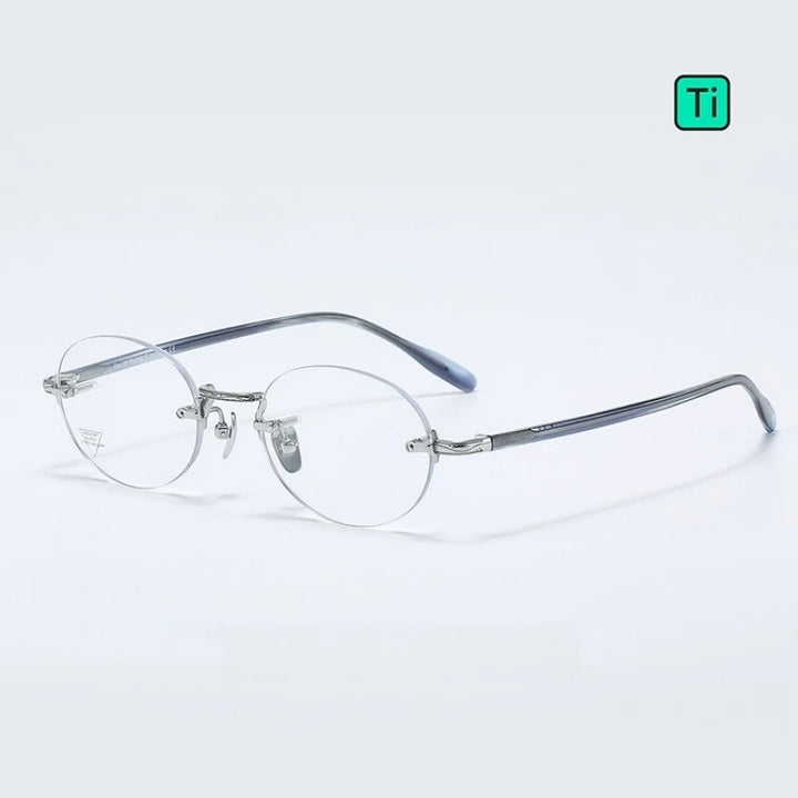 Yimaruili Unisex Rimless Oval Titanium &amp; Acetate Eyeglasses V5008T — view 5 | Yimaruili at FuzWeb