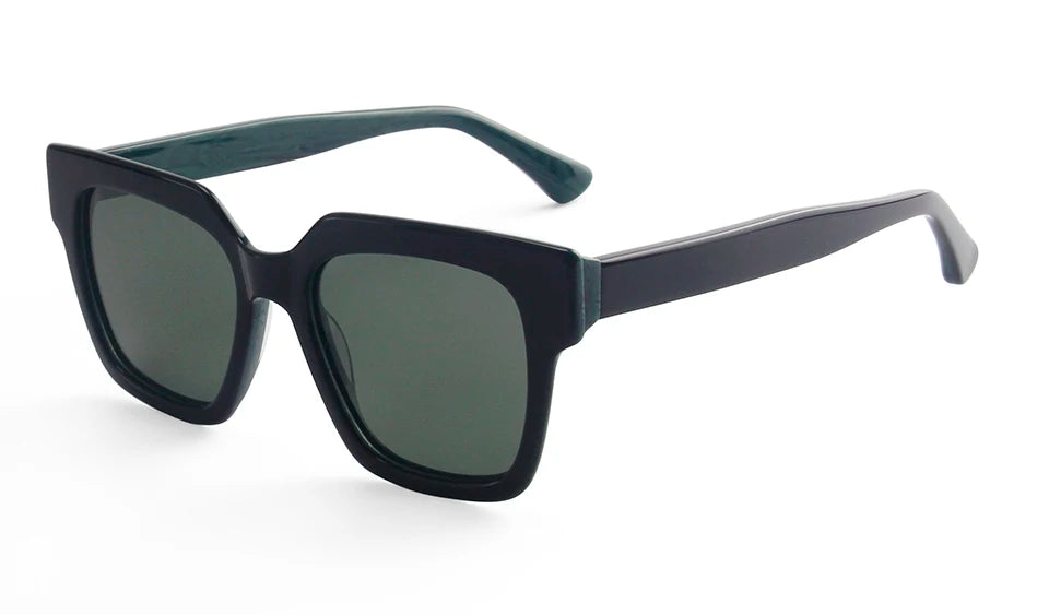 Esnbie Unisex Full Rim Polygon Brow Line Acetate Sunglasses 240761