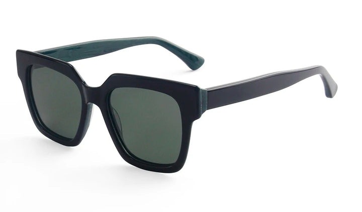 Esnbie Unisex Full Rim Polygon Brow Line Acetate Sunglasses 240761